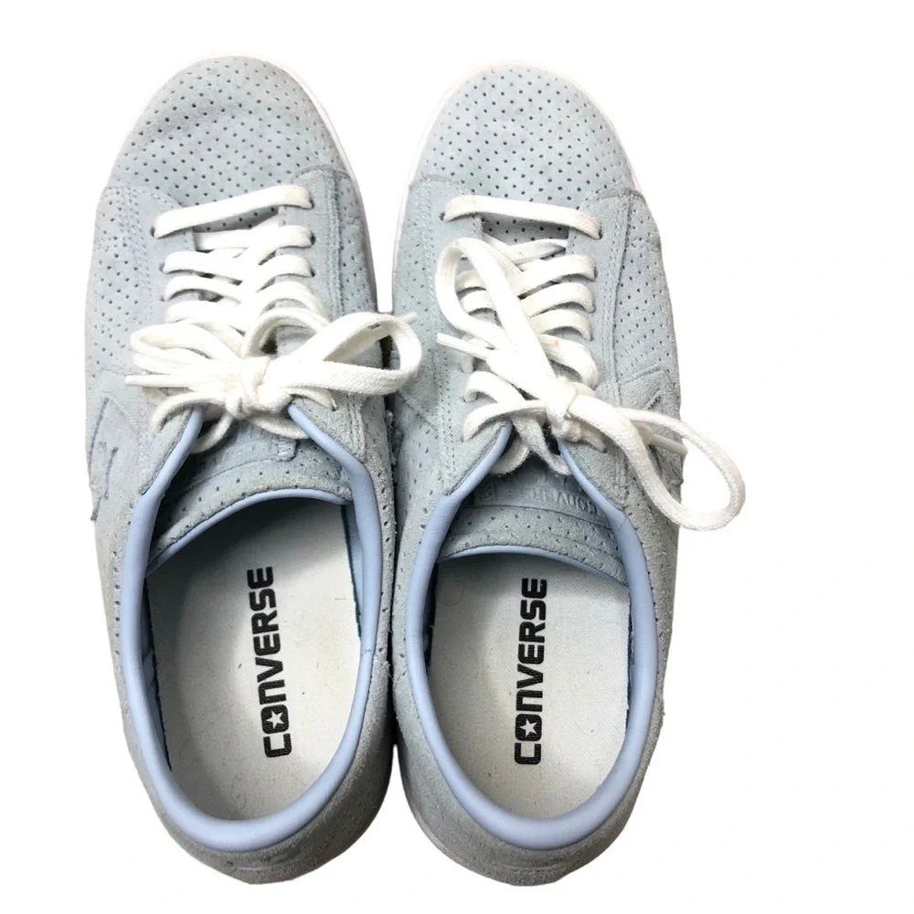 Converse All Star Suede Leather Low Top Blue Sneaker 7.5  Retro Low Profile Shoe